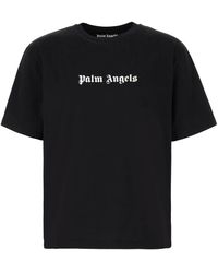 Palm Angels - Tops ,Zwart ,Katoen Classic Logo Cotton T-Shirt - Lyst