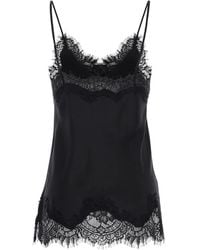 Gold Hawk - Schwarzes Seiden Camie Top Mit Spitze - Lyst