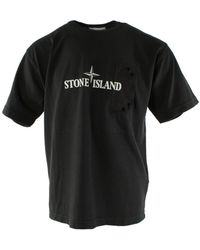 Stone Island - Graues baumwoll t-shirt - Lyst
