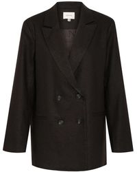 Gestuz - Schwarzer Leinenblazer Mit V-Ausschnitt - Lyst