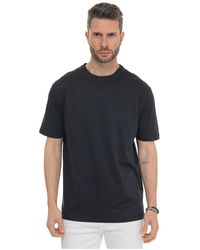Kiton - Tops ,Blauw ,Katoen T-Shirt Met Korte Mouwen En Ronde Hals - Lyst