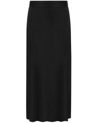 Elisabetta Franchi - Rokken ,Zwart ,Satijn Zwarte Satijnen Uitlopende Midi Rok - Lyst