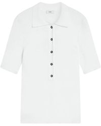 Closed - Tops ,Wit ,Katoen Geribbelde Poloshirt - Lyst