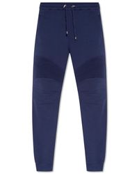 Balmain - Broeken ,Blauw ,Katoen Trainingsbroeken Met Logo - Lyst
