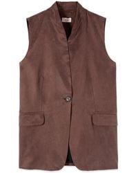 Oltre - Jassen ,Bruin ,Leer Suit Vests - Lyst