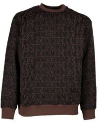 Moschino - Hoodies & Sweatvesten ,Bruin ,Katoen Bruine Allover Print Sweatshirt - Lyst