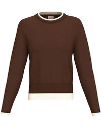 Marella - Truien & Vesten ,Bruin ,Wol Prugna Ronde Hals Gebreide Trui - Lyst