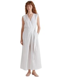 MEIMEIJ - Jumpsuits & Playsuits ,Wit ,Linnen Lange Mouwloze Jumpsuit - Lyst