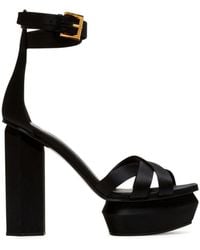 Balmain - Sandali neri in raso con cinturino alla caviglia regolabile - Lyst