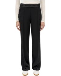Cambio - Broeken ,Zwart ,Polyester Wijde Broek Met Elastische Taille - Lyst