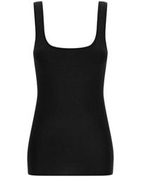 Entire studios - Tops ,Zwart ,Polyester Top Met Vierkante Halslijn - Lyst
