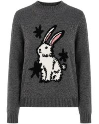 Weekend by Maxmara - Truien & Vesten ,Grijs ,Wol Nitra Ronde Hals Gebreid - Lyst