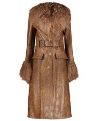 Burberry - Leren Jas Met Bontinzetten - Lyst