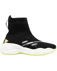 Emporio Armani - Sneakers nere chunky in maglia con logo aquila 3d lime - taglia 42 - Lyst