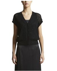 Peserico - Reine Baumwoll-Strickjacke Mit Pailletten - Lyst