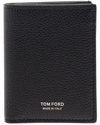 Tom Ford - Accessoires ,Zwart ,Leer Grain Leather Folding Cardholder - Lyst