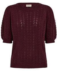 Freequent - Burgunder Strickpullover Mit Ajourmuster - Lyst