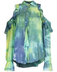 Roberto Cavalli - Tie-Dye Panther Shirt Met Ruches - Lyst