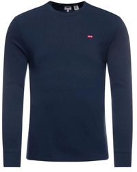 Levi's - Tops ,Blauw ,Katoen Original Logo Longsleeve Tee - Lyst