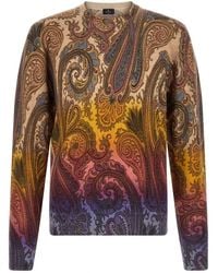 Etro - Truien & Vesten ,Veelkleurig ,Wol Trui Met Ronde Hals - Lyst