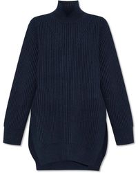 Jil Sander - Truien & Vesten ,Blauw ,Wol Wollen Coltrui - Lyst