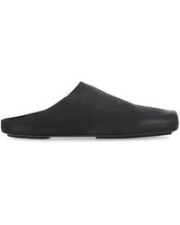 Uma Wang - Zapatos planos de cuero negro con punta cuadrada - Lyst