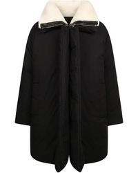 Givenchy - Jassen ,Zwart ,Katoen Zwarte Jas Met Afneembare Shearling Kraag - Lyst