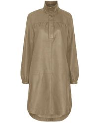 Notyz - Kleedjes ,Leer Polo Dress Skind 11181 - Lyst