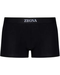 Zegna - Schwarze unterwäsche mit weißem logo - Lyst