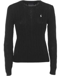 Ralph Lauren - Truien & Vesten ,Zwart ,Katoen Julianna Kabel Gebreide Trui - Lyst