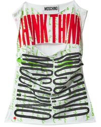 Moschino - Tops ,Veelkleurig ,Katoen Graphic Print Katoenen Draped Top - Lyst
