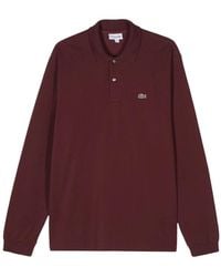 Lacoste - Rode Polo Shirt Met Logo Patch En Korte Mouwen - Lyst