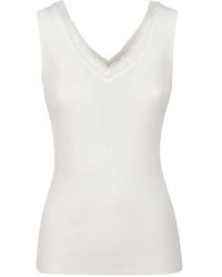 P.A.R.O.S.H. - P.A.R.O..H. ,Tops ,Tule V-Hals Geribbelde Top Met Tule En Kralen - Lyst