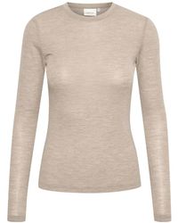 Gestuz - Truien & Vesten ,Wol Zachte Wol Ronde Hals Top Sand Melange - Lyst
