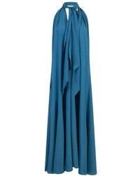 Gianluca Capannolo - Blaues Seidenärmelloses Langes Kleid - Lyst