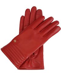 Kazar - Accessoires ,Rood ,Leer Rode Handschoenen Van Glad Leer Met Opvallend Quilten - Lyst