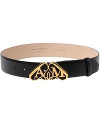 McQueen - Zwarte Leren Riem Voor Vrouwen - Lyst