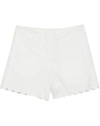 Low Classic - Korte Broeken ,Wit ,Katoen Shorts Met Kanten Borduursel - Lyst