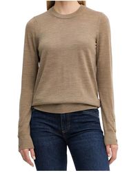 Michael Kors - Truien & Vesten ,Bruin ,Wol Merino Button Sleeve Sweater - Lyst