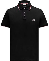 Moncler - Polo Shirt Van Katoenpiqué Met Driekleurige Bies - Lyst