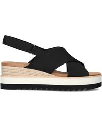 TOMS - Schoenen ,Zwart ,Linnen Zwarte Crossover Sandalen Voor Vrouwen - Lyst