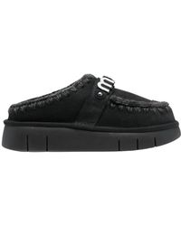 Mou - Schwarze slip-on schuhe aus schaffell - Lyst