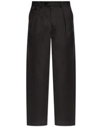 AllSaints - Broeken ,Zwart ,Katoen Conway Wide Leg Geplooide Broek - Lyst