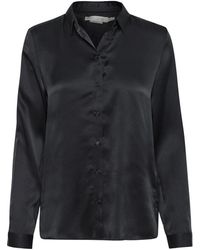 Inwear - Overhemden ,Zwart ,Zwarte Premium Zijden Shirt - Lyst