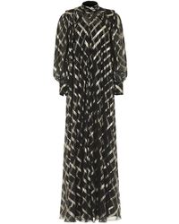 Alberta Ferretti - Zijden Blend Jurk Met Zwarte Slip - Lyst