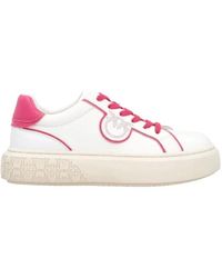 Pinko - Sneakers flatform in pelle bianca con logo love birds - Lyst