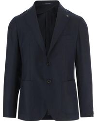 Tagliatore - Jassen ,Blauw ,Enkelrijige Cashmere Jas - Lyst