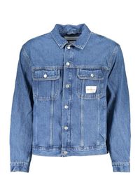 Calvin Klein - Giacca denim blu regular fit logo - Lyst