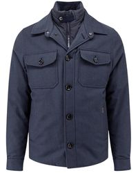 Moorer - Jassen ,Blauw ,Polyester Lichtgewicht Jas - Lyst