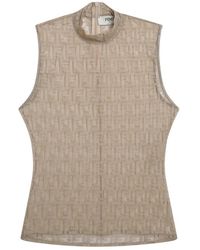 Fendi - Tops ,Leer Ff Lace Top - Lyst